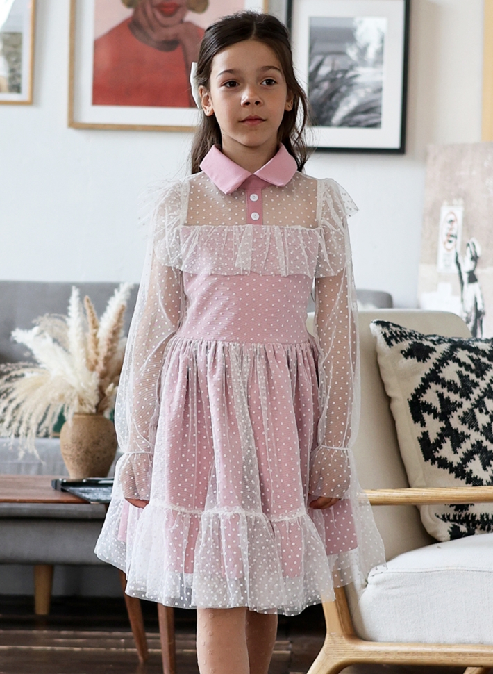 Платье для девочки нарядное БУШОН ST79, цвет пудра