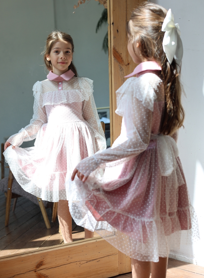 Платье для девочки нарядное БУШОН ST79, цвет пудра