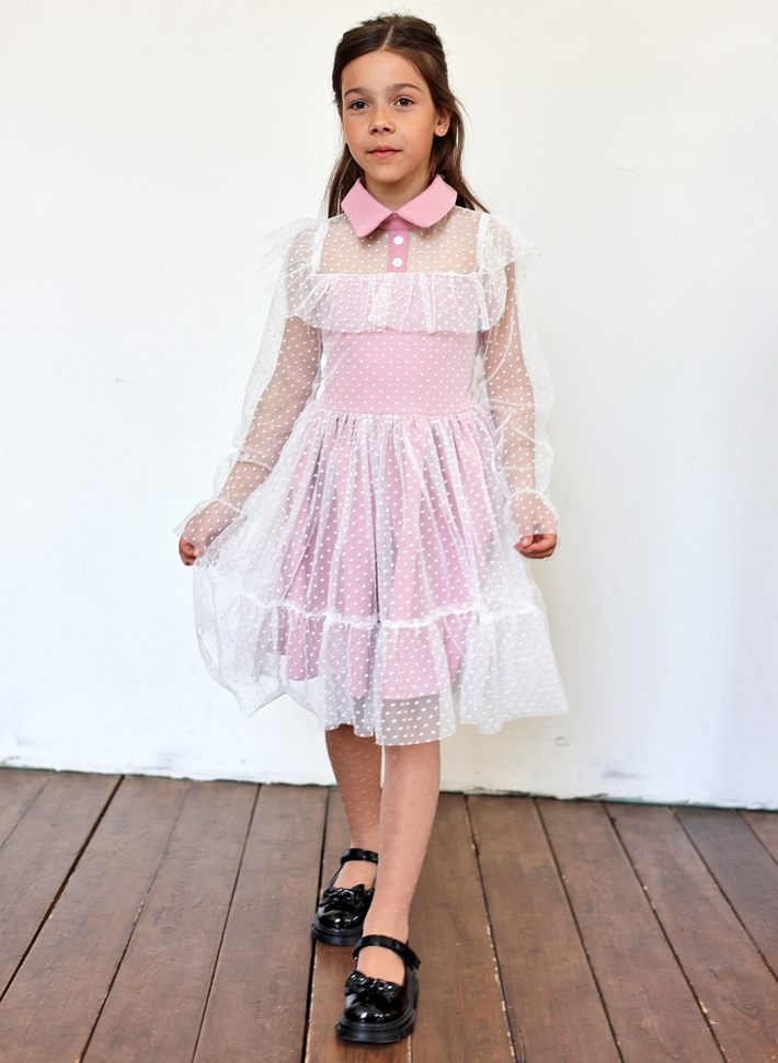 Платье для девочки нарядное БУШОН ST79, цвет пудра