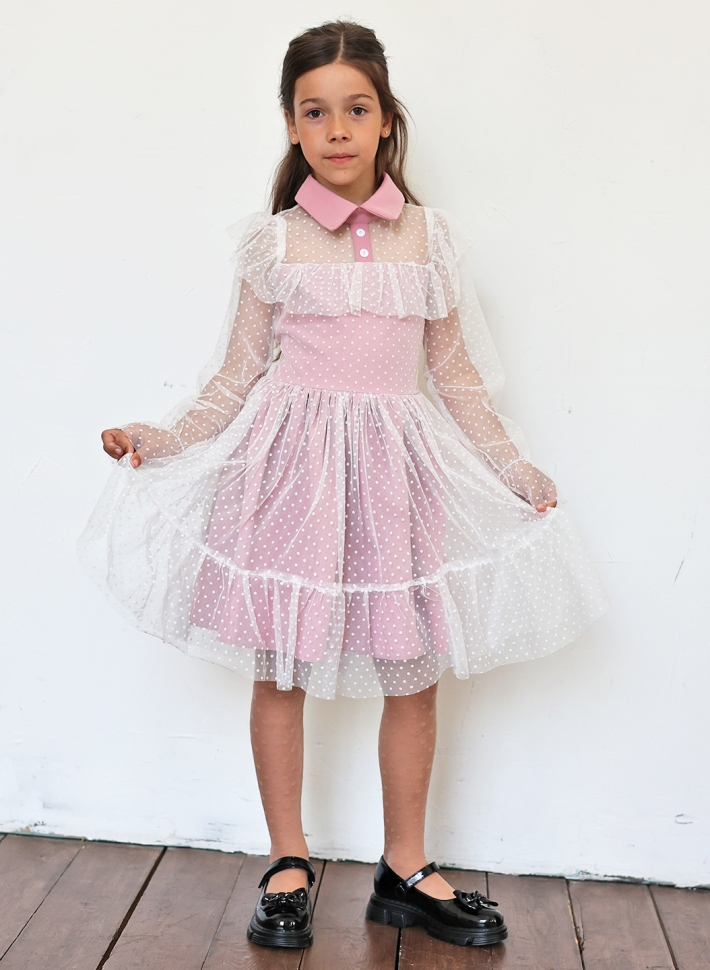 Платье для девочки нарядное БУШОН ST79, цвет пудра