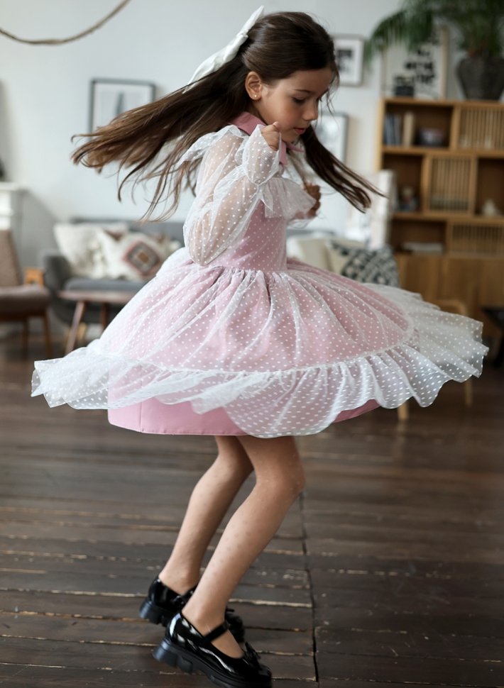 Платье для девочки нарядное БУШОН ST79, цвет пудра