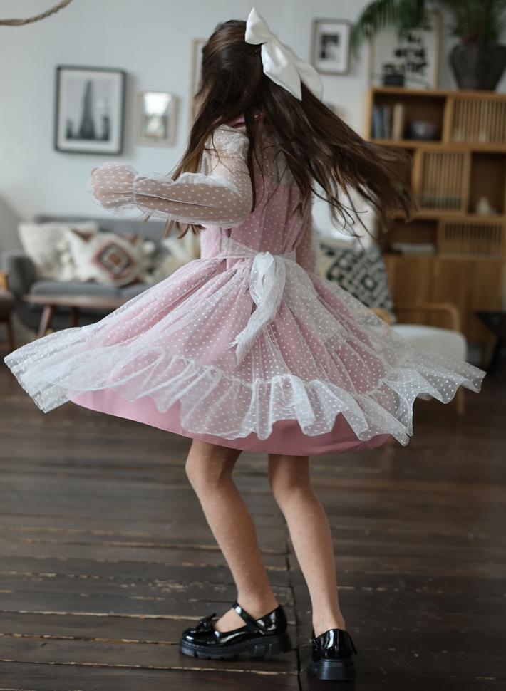 Платье для девочки нарядное БУШОН ST79, цвет пудра