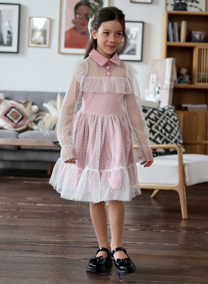 Платье для девочки нарядное БУШОН ST79, цвет пудра