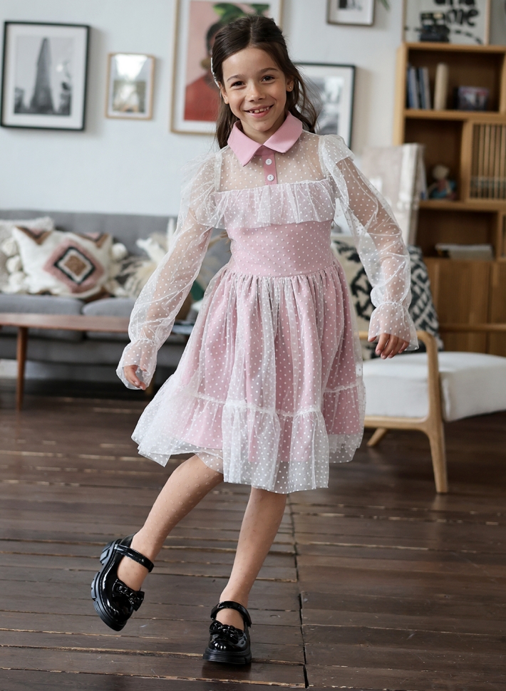 Платье для девочки нарядное БУШОН ST79, цвет пудра