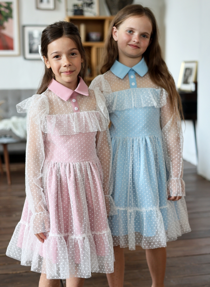 Платье для девочки нарядное БУШОН ST79, цвет пудра