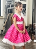 Платье для девочки нарядное БУШОН ST20, стиляги цвет розовый, принт белый горох 