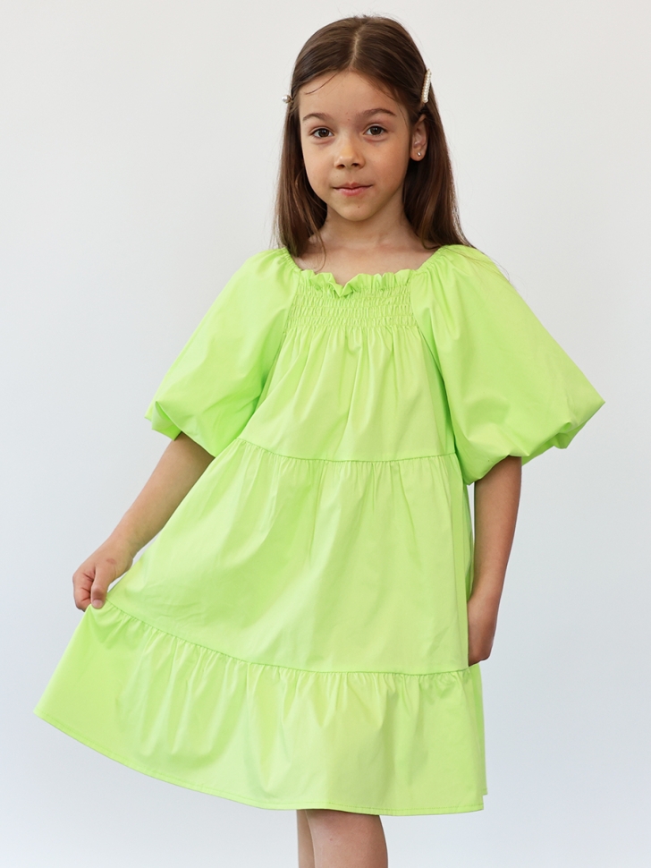 Платье для девочки хлопок БУШОН ST64, цвет салатовый