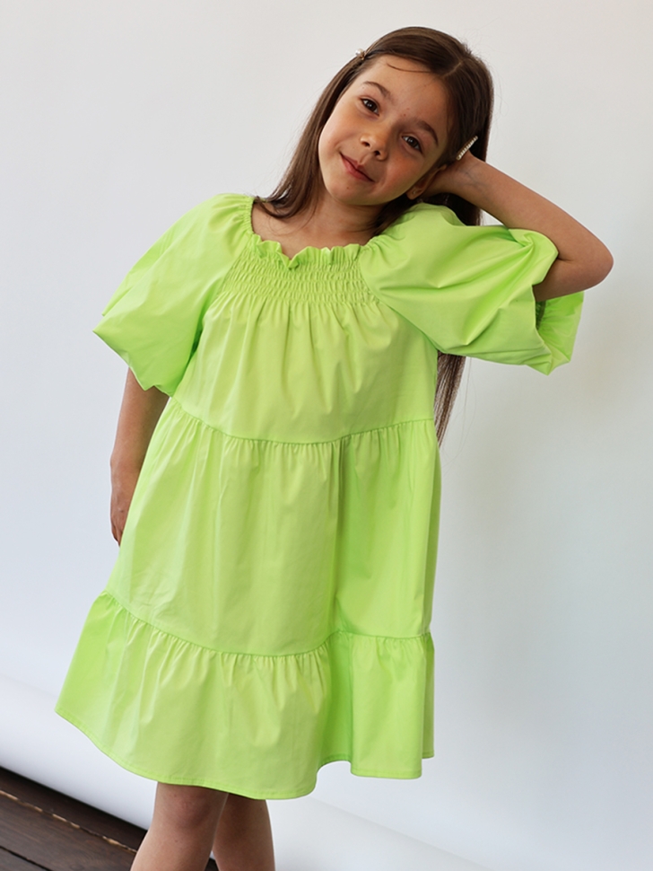 Платье для девочки хлопок БУШОН ST64, цвет салатовый