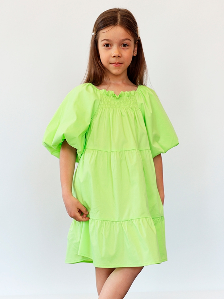 Платье для девочки хлопок БУШОН ST64, цвет салатовый