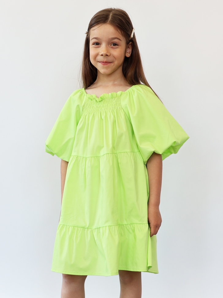 Платье для девочки хлопок БУШОН ST64, цвет салатовый
