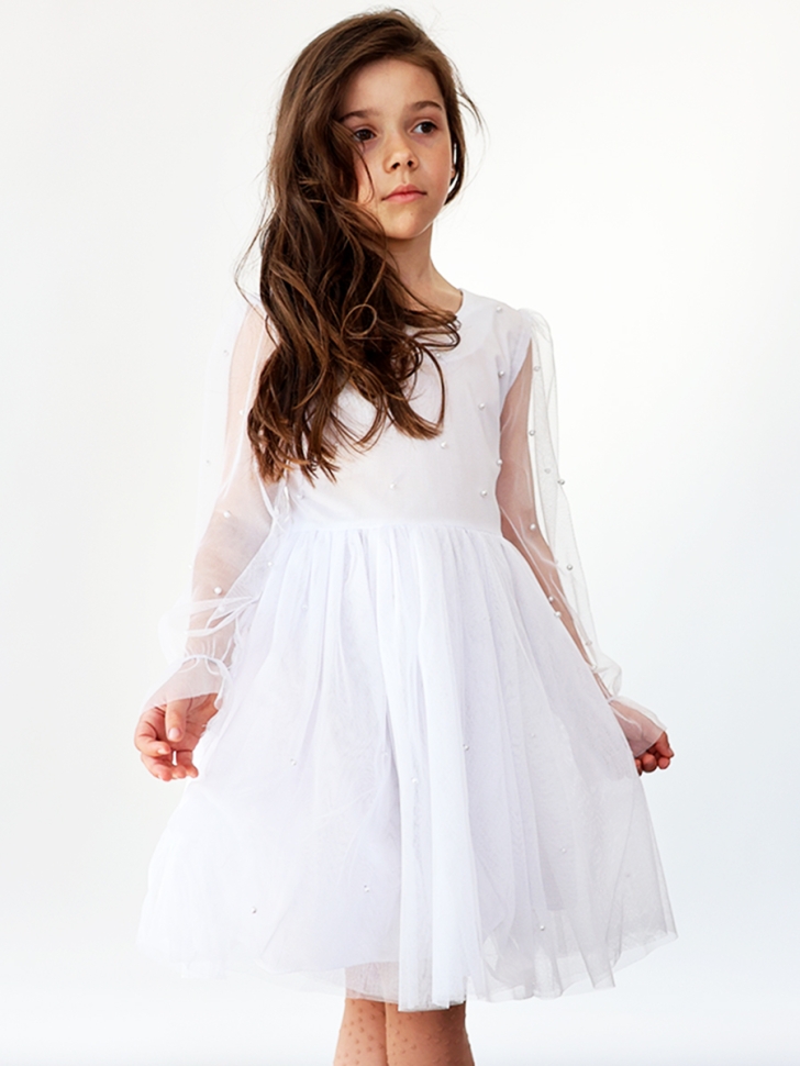 Платье для девочки нарядное БУШОН ST511, цвет белый