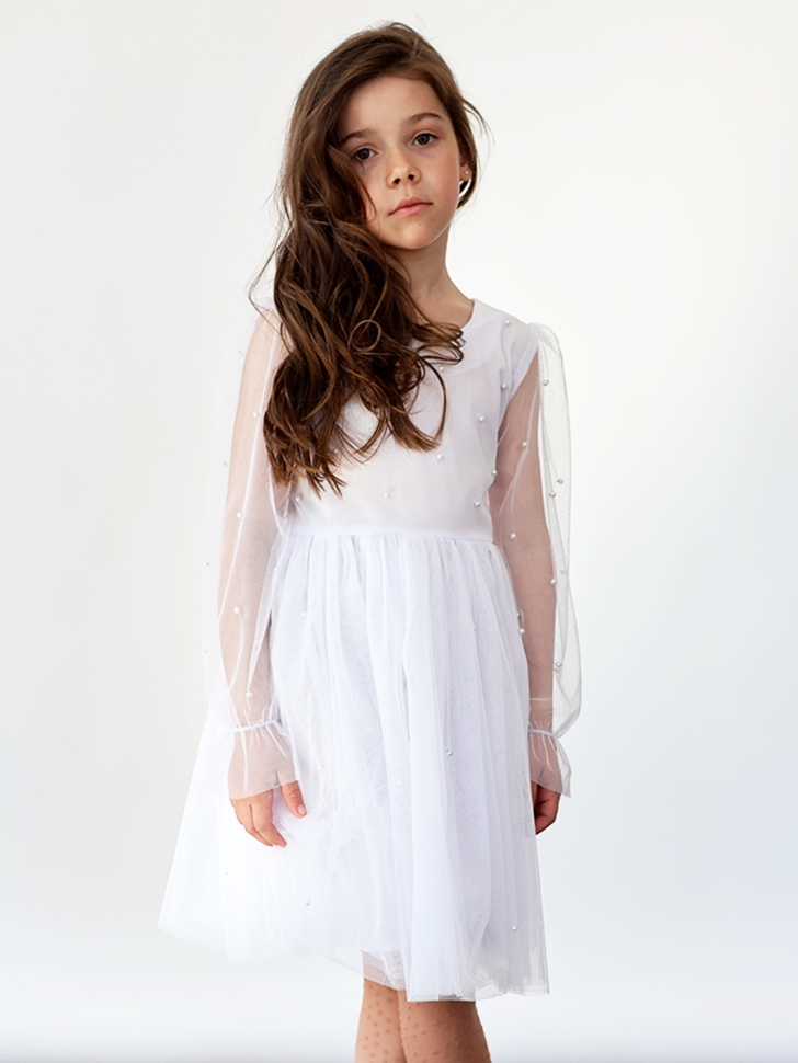 Платье для девочки нарядное БУШОН ST511, цвет белый