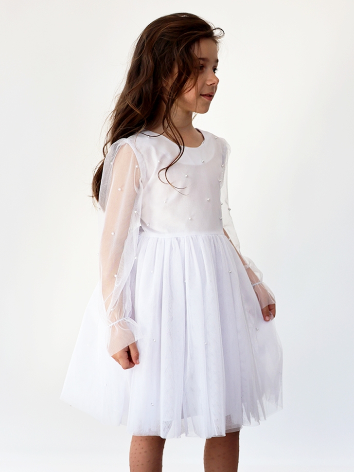 Платье для девочки нарядное БУШОН ST511, цвет белый