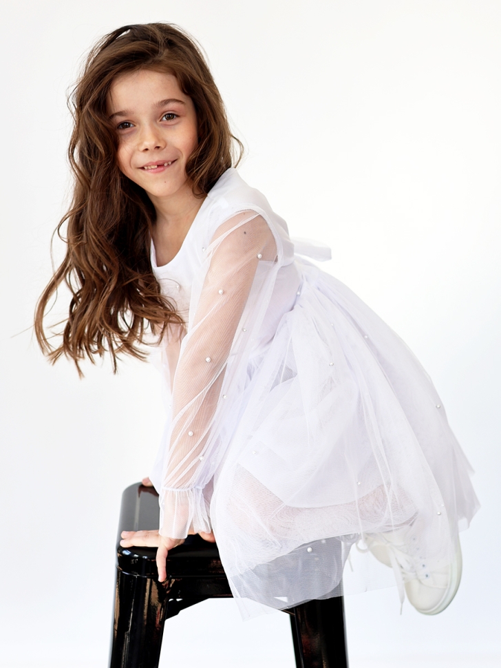 Платье для девочки нарядное БУШОН ST511, цвет белый