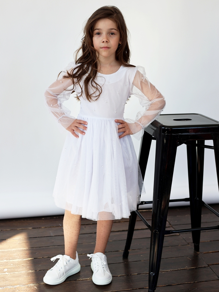 Платье для девочки нарядное БУШОН ST511, цвет белый