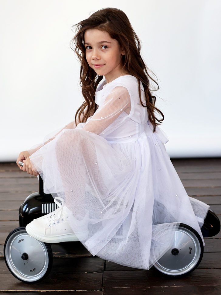 Платье для девочки нарядное БУШОН ST511, цвет белый