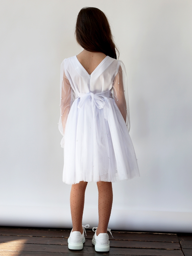 Платье для девочки нарядное БУШОН ST511, цвет белый