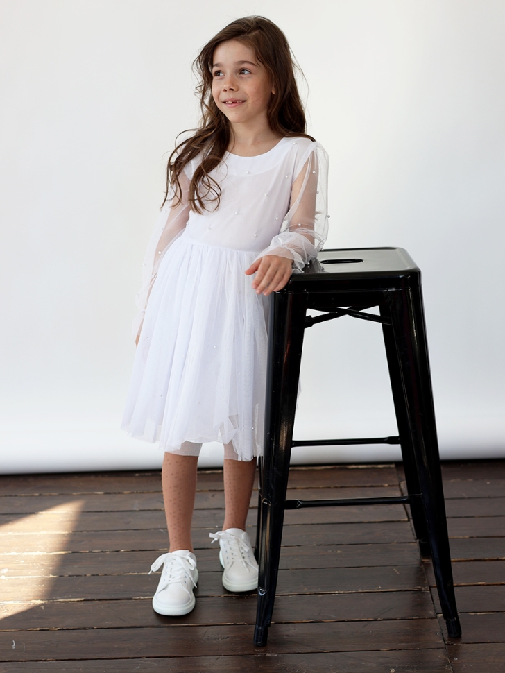 Платье для девочки нарядное БУШОН ST511, цвет белый