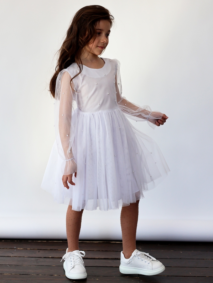 Платье для девочки нарядное БУШОН ST511, цвет белый