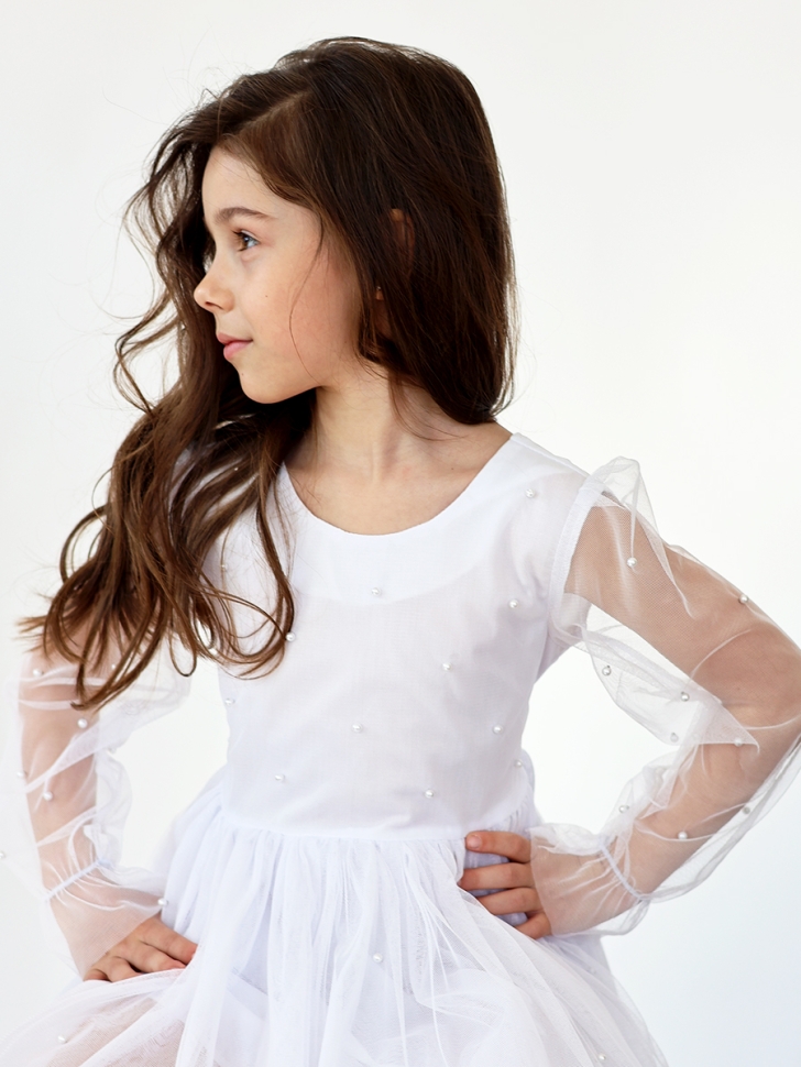 Платье для девочки нарядное БУШОН ST511, цвет белый