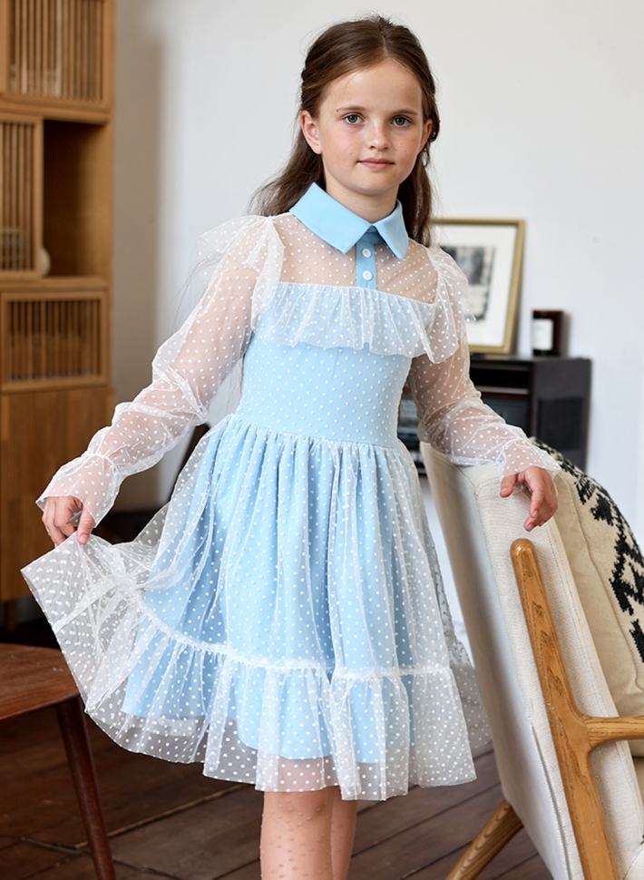 Платье для девочки нарядное БУШОН ST79, цвет голубой