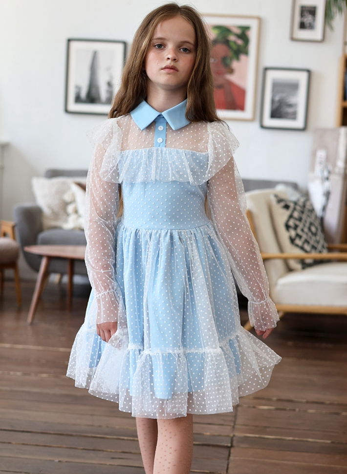 Платье для девочки нарядное БУШОН ST79, цвет голубой