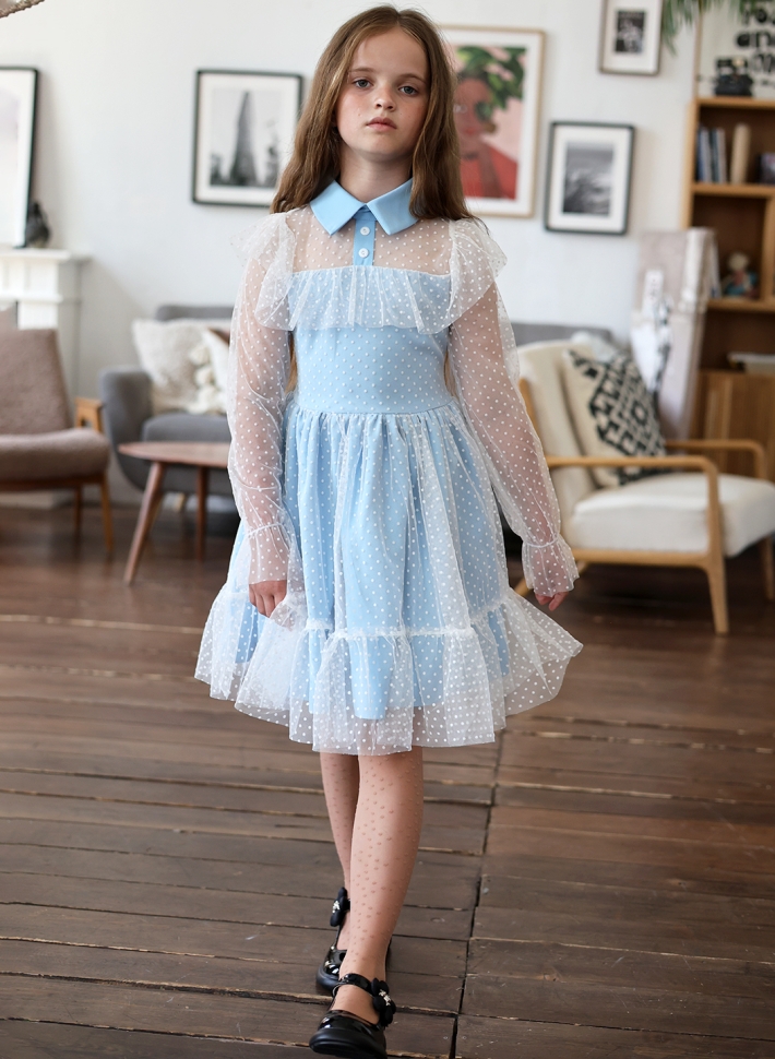 Платье для девочки нарядное БУШОН ST79, цвет голубой