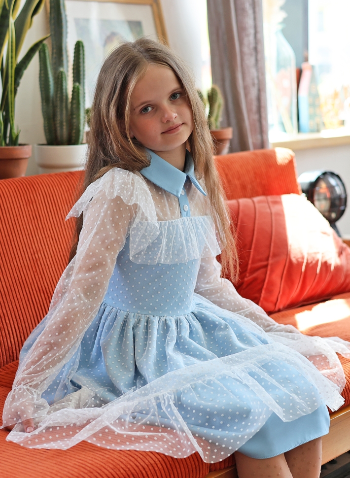 Платье для девочки нарядное БУШОН ST79, цвет голубой