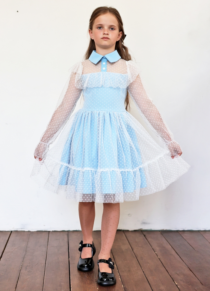Платье для девочки нарядное БУШОН ST79, цвет голубой
