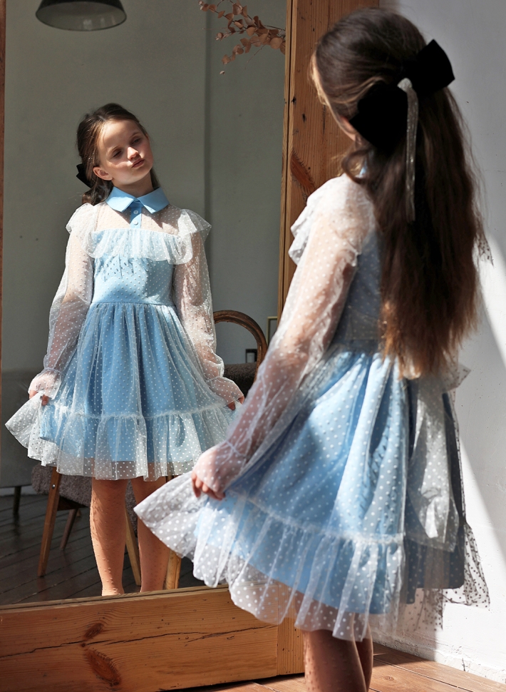 Платье для девочки нарядное БУШОН ST79, цвет голубой