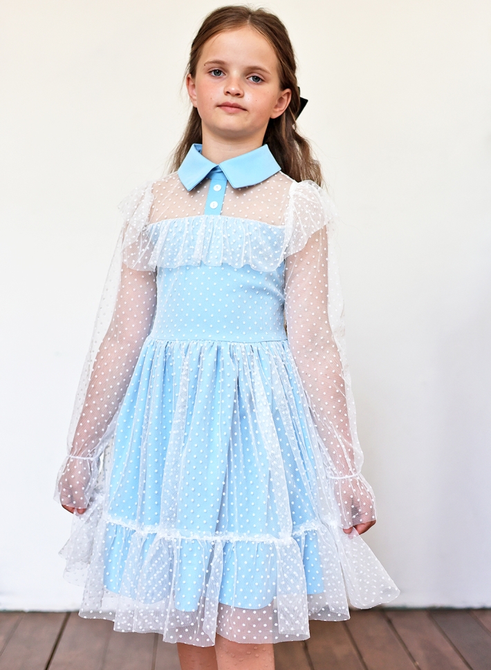 Платье для девочки нарядное БУШОН ST79, цвет голубой