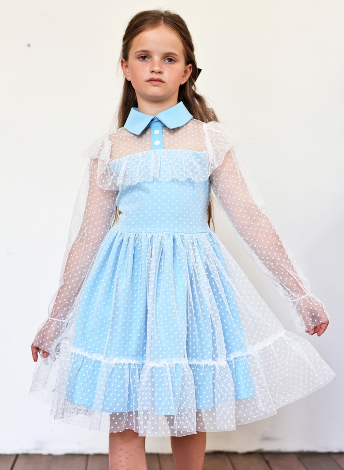 Платье для девочки нарядное БУШОН ST79, цвет голубой