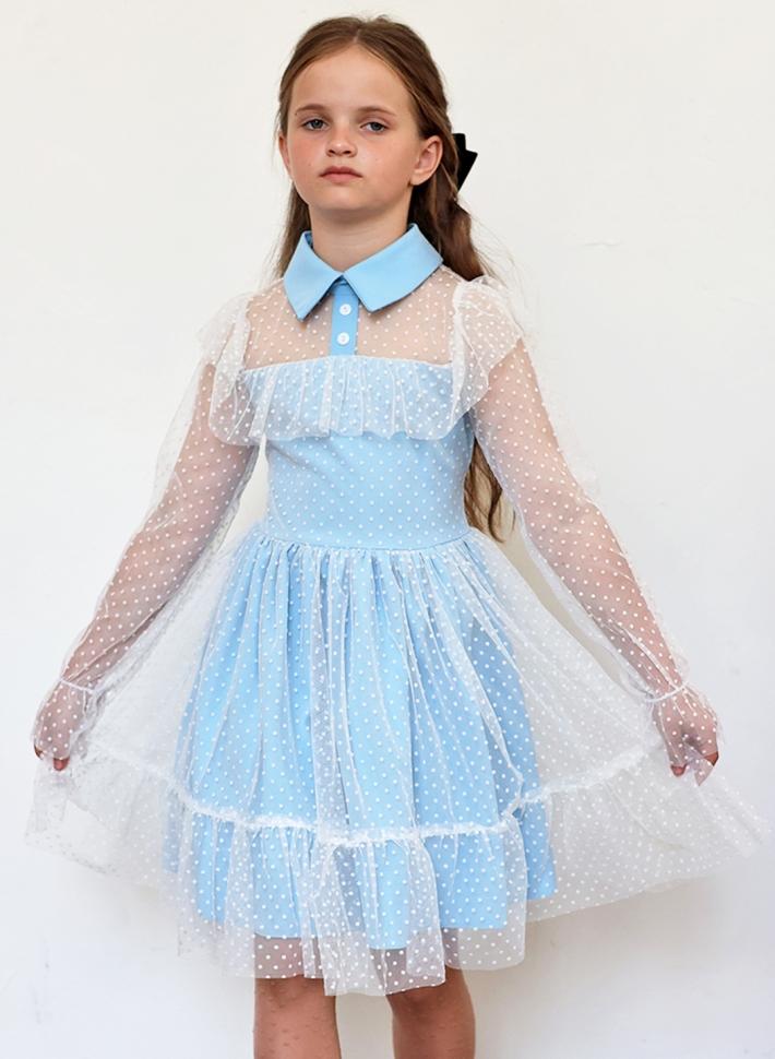 Платье для девочки нарядное БУШОН ST79, цвет голубой