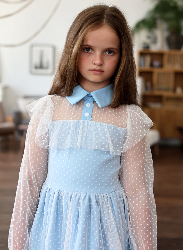 Платье для девочки нарядное БУШОН ST79, цвет голубой