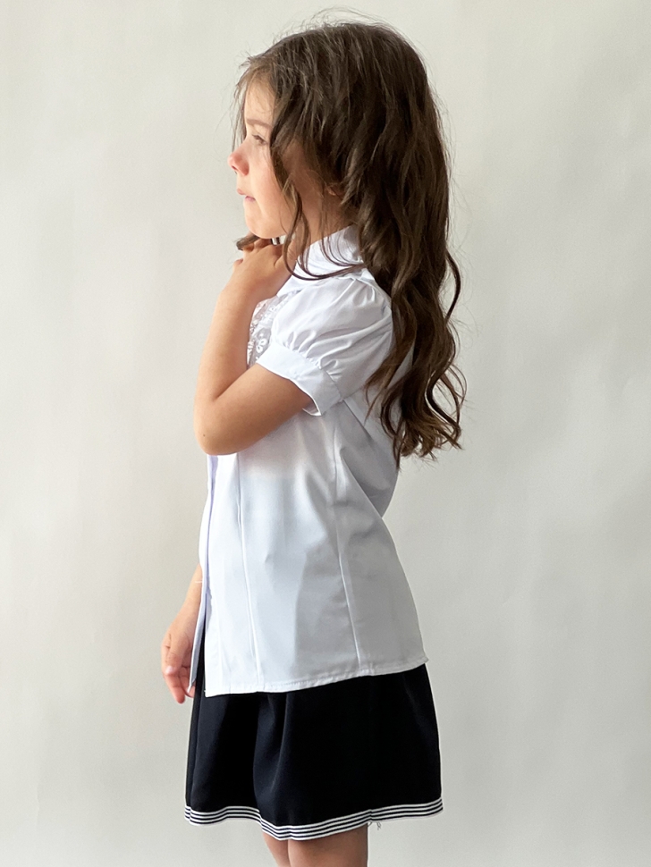 Блузка для девочек школьная БУШОН, модель SK52, цвет белый