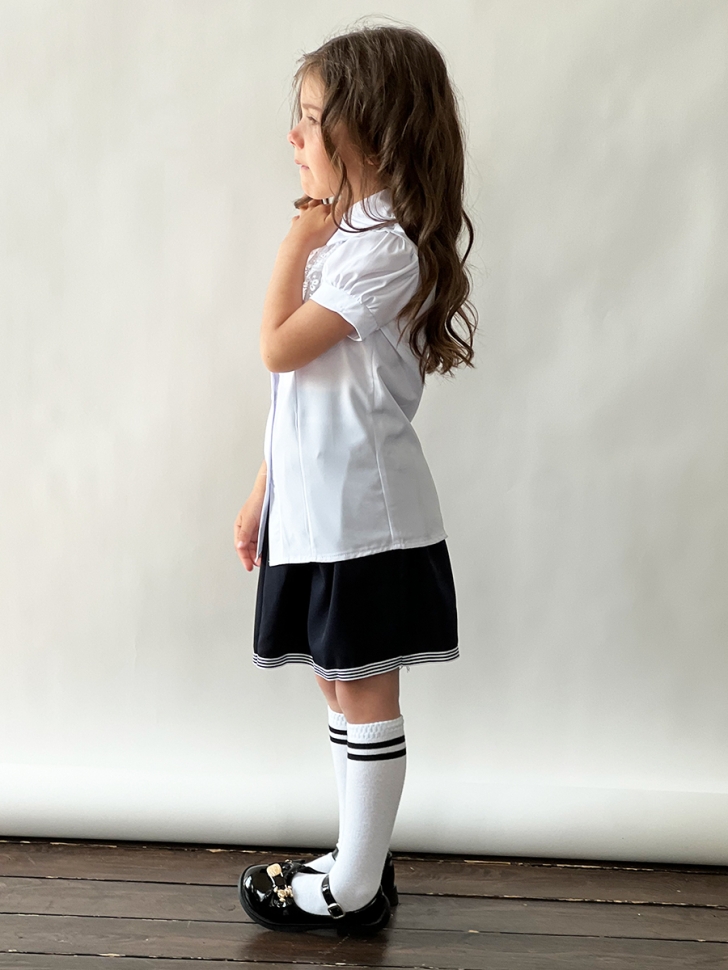 Блузка для девочек школьная БУШОН, модель SK52, цвет белый