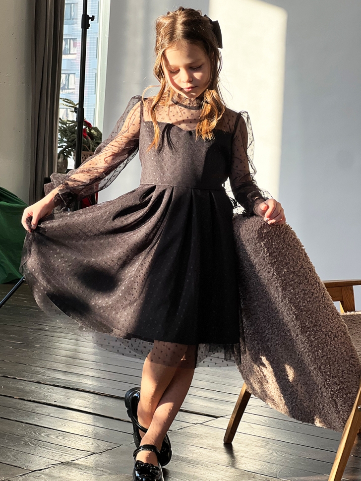 Платье для девочки нарядное БУШОН ST77, цвет черный