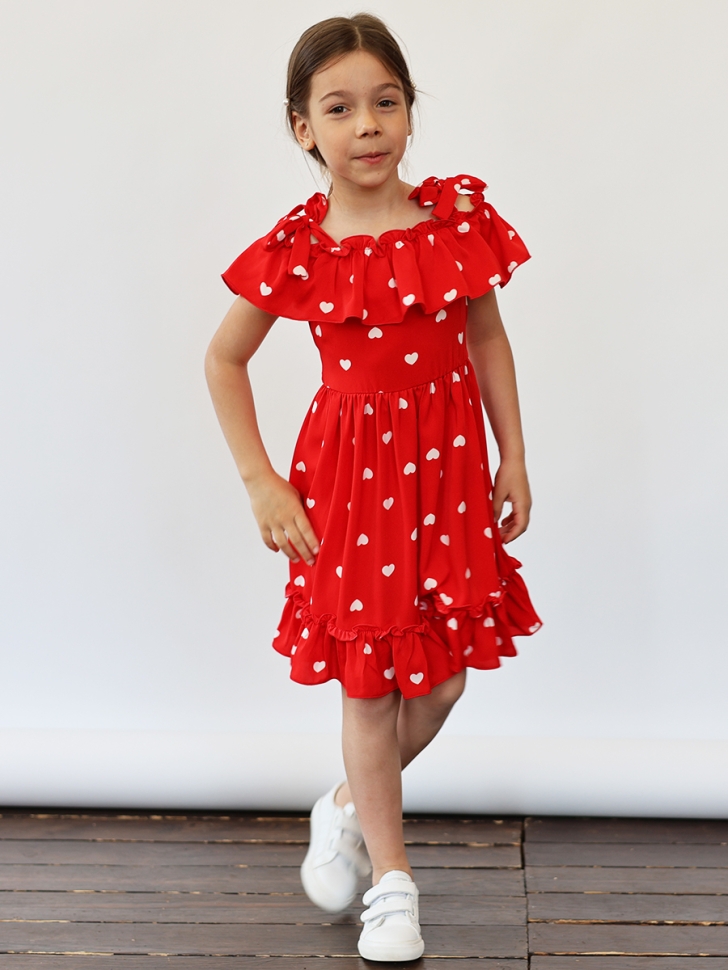 Платье для девочки вискоза БУШОН ST65, цвет красный