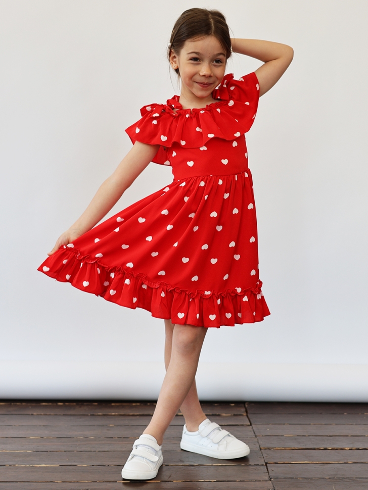 Платье для девочки вискоза БУШОН ST65, цвет красный