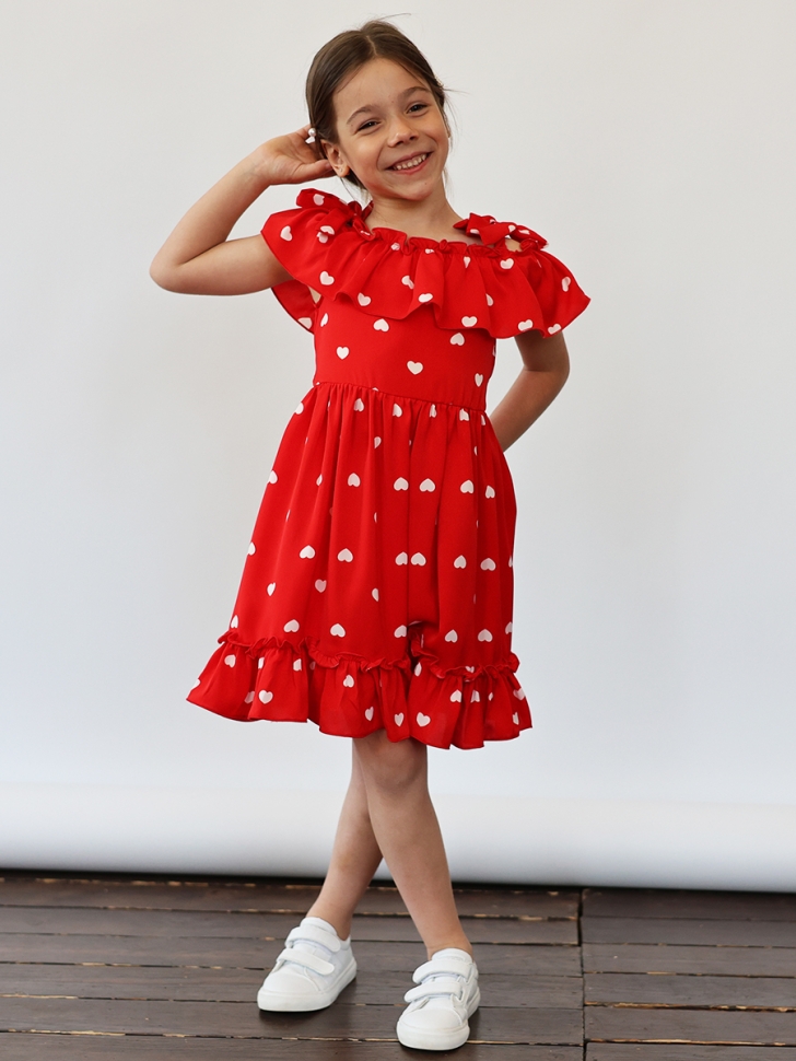 Платье для девочки вискоза БУШОН ST65, цвет красный