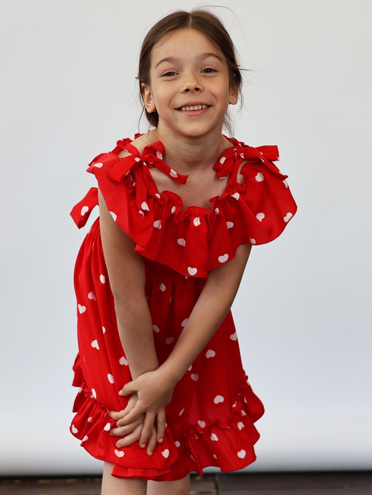 Платье для девочки вискоза БУШОН ST65, цвет красный