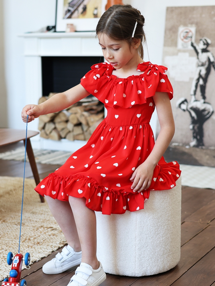 Платье для девочки вискоза БУШОН ST65, цвет красный