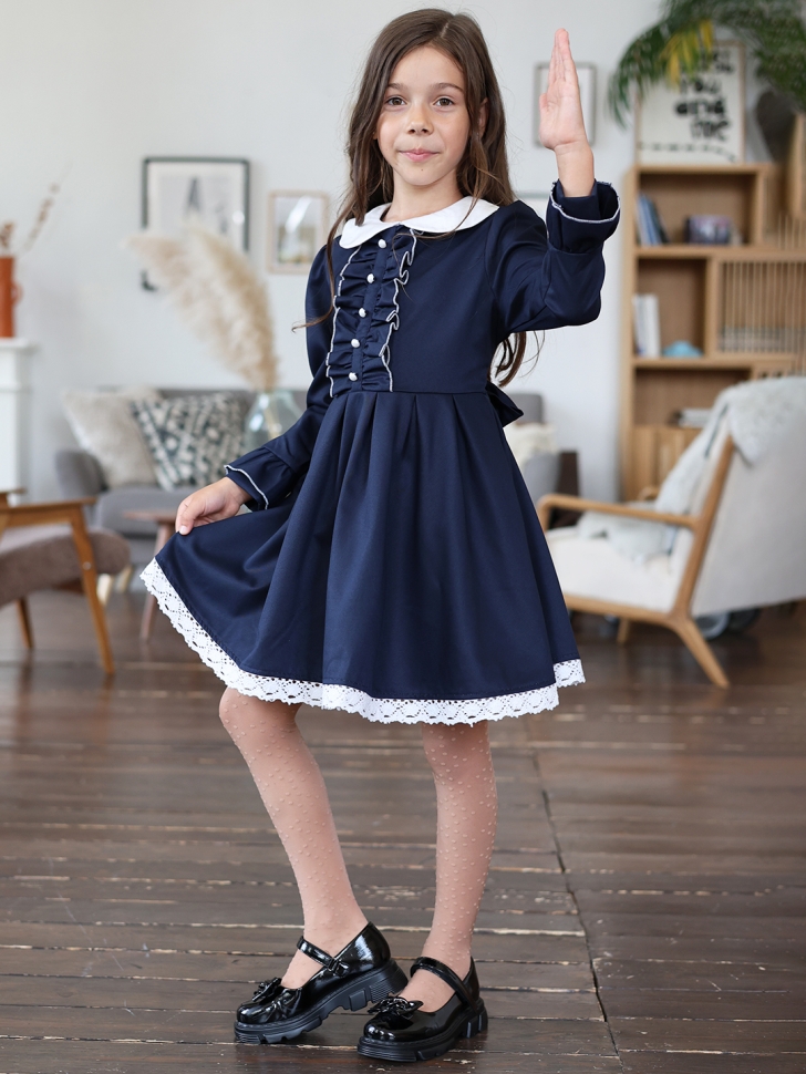 Платье для девочки школьное БУШОН SK41, цвет темно-синий