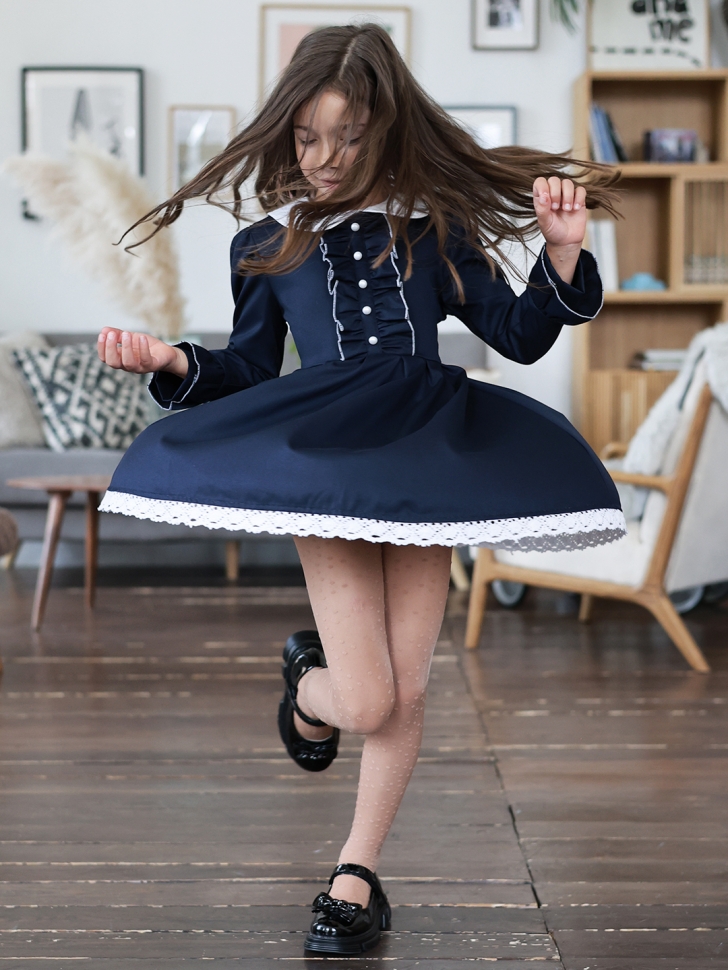 Платье для девочки школьное БУШОН SK41, цвет темно-синий