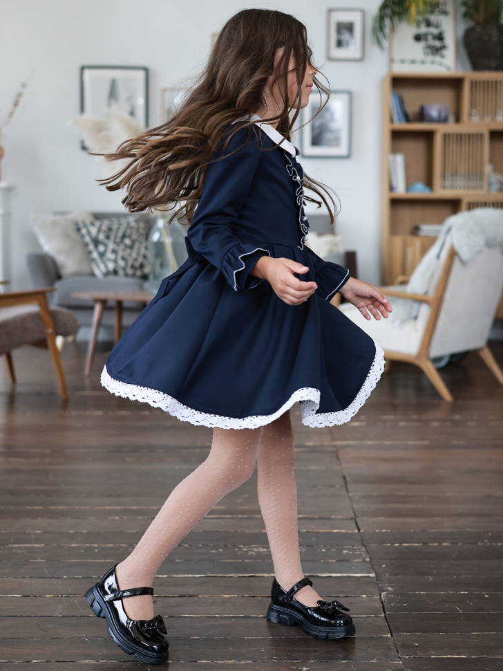 Платье для девочки школьное БУШОН SK41, цвет темно-синий