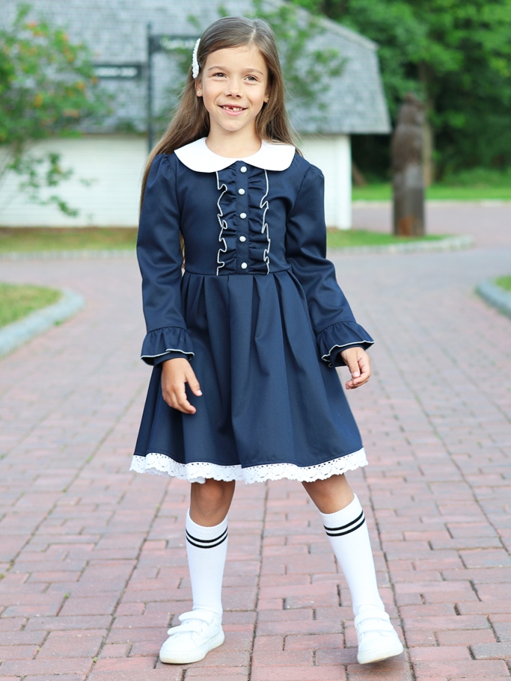 Платье для девочки школьное БУШОН SK41, цвет темно-синий
