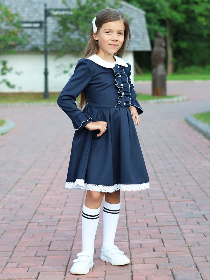 Платье для девочки школьное БУШОН SK41, цвет темно-синий