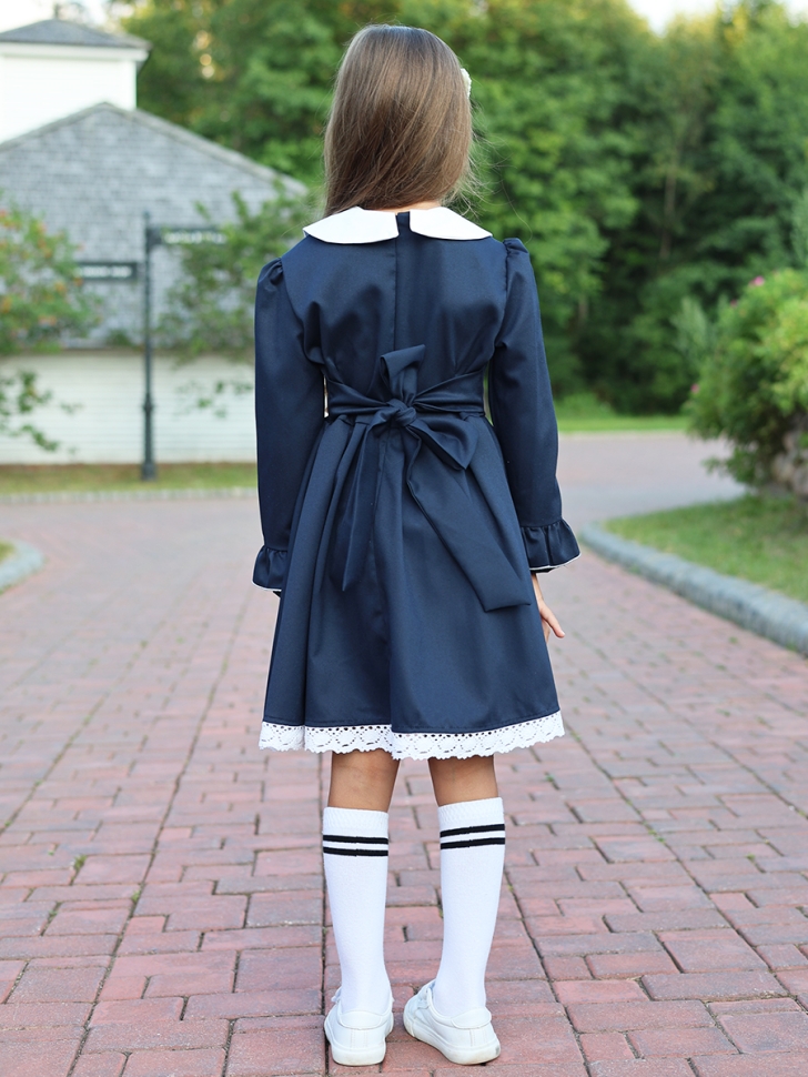 Платье для девочки школьное БУШОН SK41, цвет темно-синий