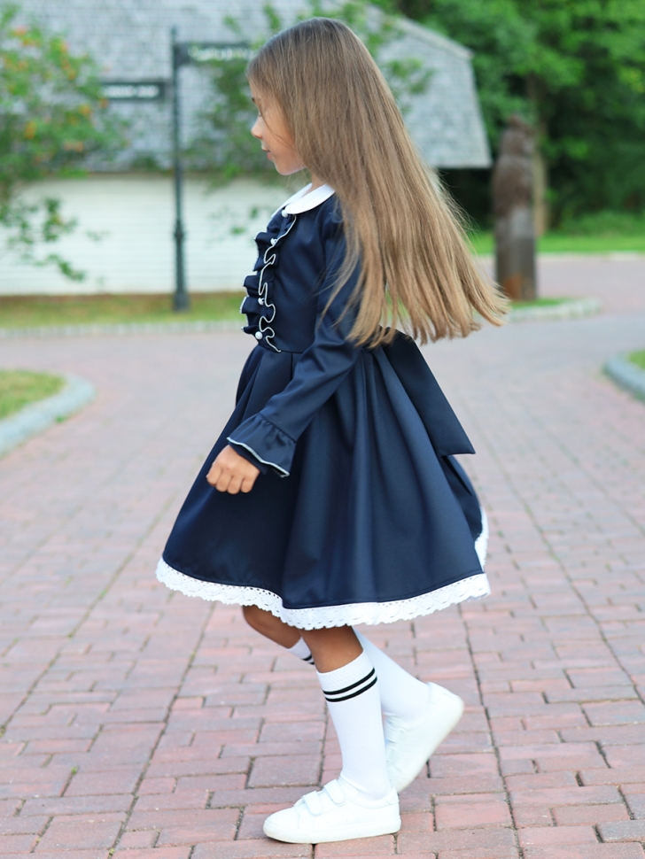 Платье для девочки школьное БУШОН SK41, цвет темно-синий