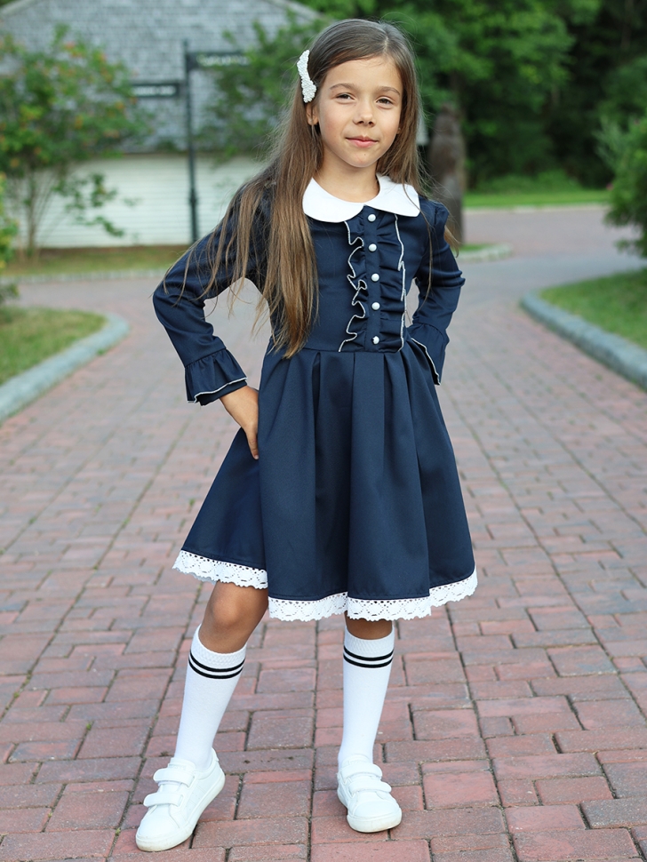 Платье для девочки школьное БУШОН SK41, цвет темно-синий